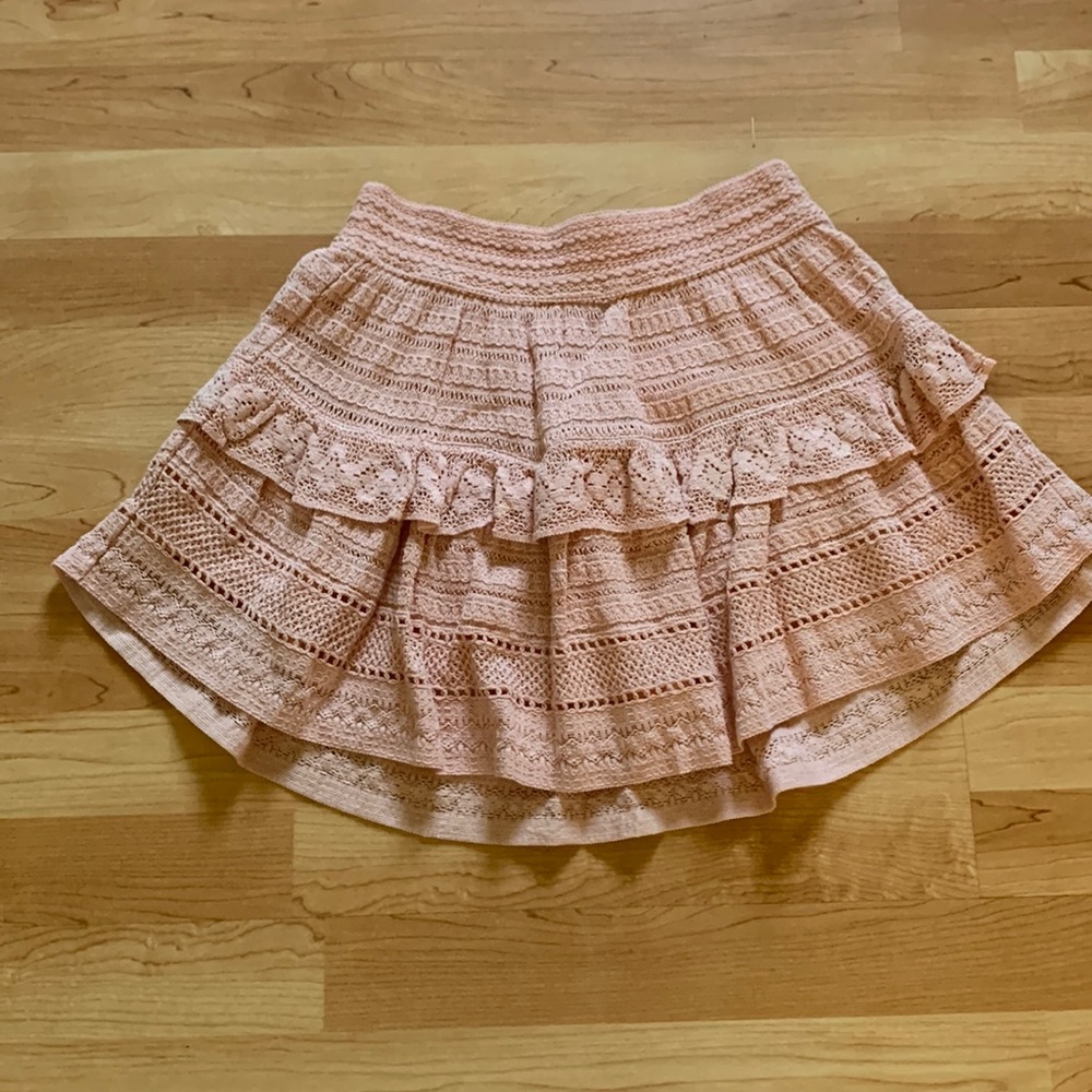 Aerie Pink Ruffle Tiered Mini Skirt